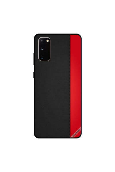Covernex غطاء حماية لهاتف سامسونج جالكسي S20 بنمط جلدي أحمر وأسود سادة