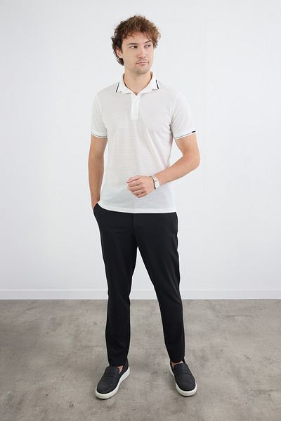 Fulla Moda Βασικό μπλουζάκι με μισό κουμπί Polo Neck Slim Fit