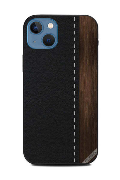Covernex Protective Case Cover For Apple iPhone 13 Wood & Leather Pattern