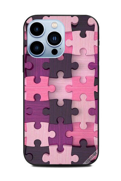 Covernex غطاء حماية لهاتف Apple iPhone 13 Pro باللون الوردي بنمط ألعاب خشبية