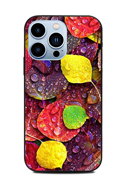 Covernex غطاء حماية لهاتف Apple iPhone 13 Pro قطرات الماء على أوراق ملونة