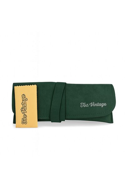 Toz Vintage Khaki Color Drawstring Leather Luxury Glasses Case and Glasses Cloth
