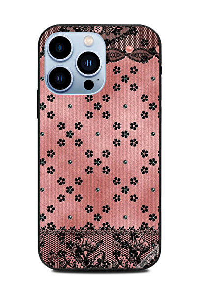 Covernex غطاء حماية لهاتف Apple iPhone 13 Pro أسود زهور صغيرة على القماش