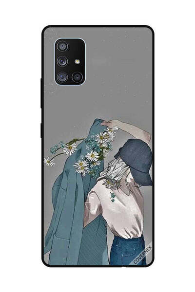 Covernex غطاء حماية لهاتف سامسونج جالاكسي A71 - فتاة ترتدي معطفًا مزهرًا