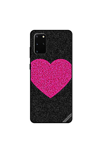 Covernex غطاء حماية سامسونج جالكسي S20 بلس بتصميم قلب وردي مع بريق أسود