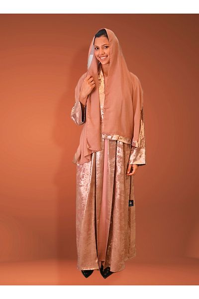 Jameela Midnight Glitz Pink Satin Foil Abaya