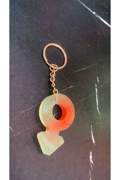 MISS GOLDEN Colorful Men's Symbol Keychain with Gold Accessories Handmade Epoxy Gift