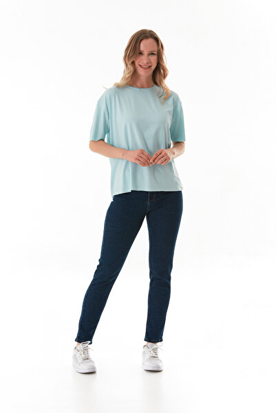 Fulla Moda Tricou modal oversize basic cu guler rotund