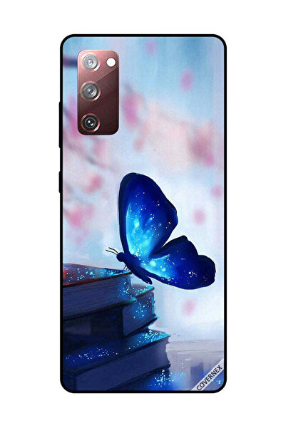 Covernex غطاء حماية لهاتف سامسونج جالاكسي S20 FE، فراشة زرقاء داكنة على الكتب