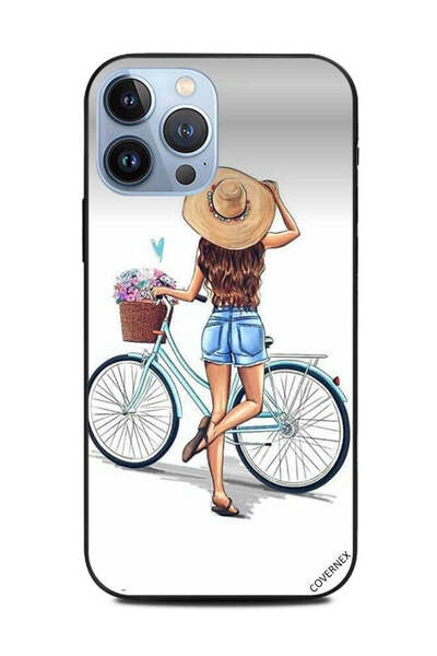Covernex غطاء حماية لهاتف Apple iPhone 13 Pro Max فتاة مع دراجة