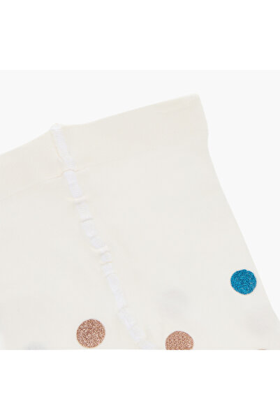 Juniors Polka Dot Glitter Print Tights