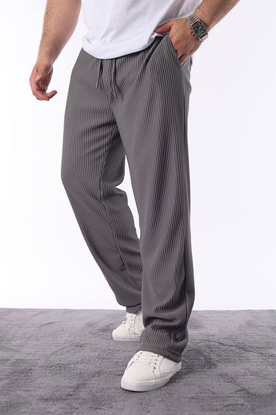 STOCX Men's Smoked Pleated Comfortable Fit Casual Trousers