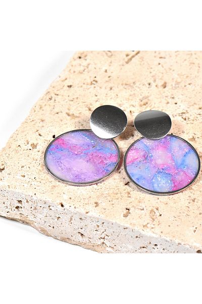 NARRU NARRU earrings handmade, round, blue, pink, translucent, Asha 42