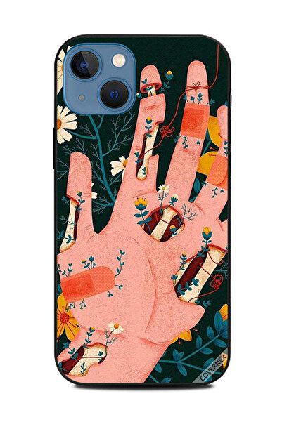 Covernex غطاء حماية لهاتف Apple iPhone 13 بتصميم فن اليد والزهرة