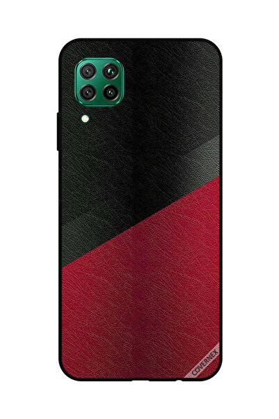 Covernex غطاء حماية لهاتف هواوي نوفا 7i / P40 لايت بنقشة جلد أسود وأحمر