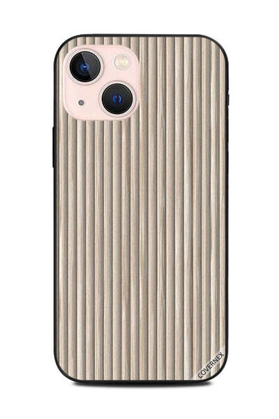 Covernex غطاء حماية لهاتف Apple iPhone 13 Mini بخطوط عمودية دائرية ونمط خشبي