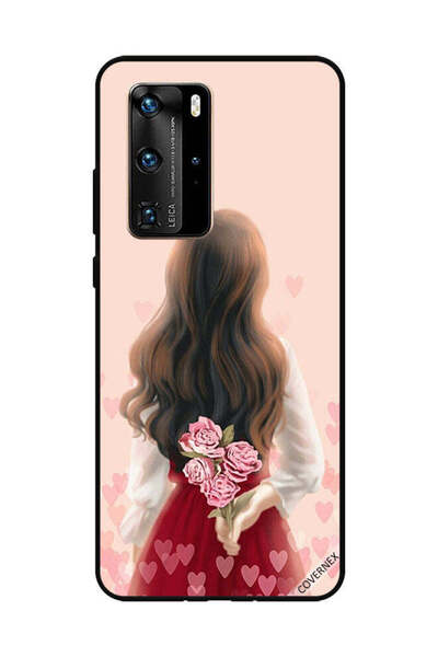 Covernex غطاء حماية لهاتف هواوي بي 40 برو - فتاة تخفي أزهارًا