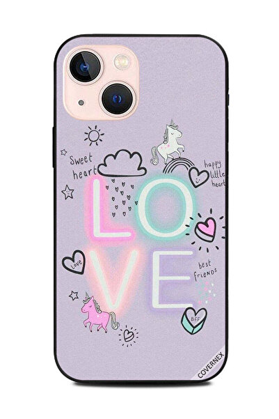 Covernex غطاء حماية لهاتف Apple iPhone 13 Mini بتصميم قلب حلو وحب وحيد القرن