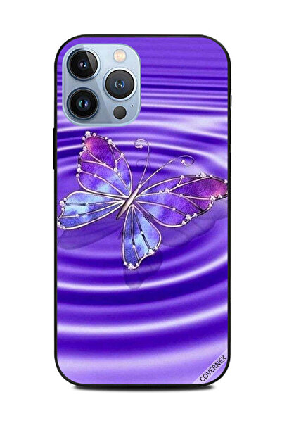 Covernex غطاء حماية لهاتف Apple iPhone 13 Pro Max - أزرق أرجواني - فراشة