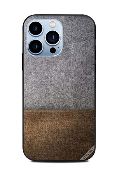 Covernex غطاء حماية لهاتف Apple iPhone 13 Pro مصنوع من القماش الرمادي والجلد ...