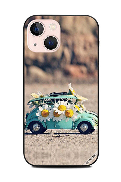 Covernex غطاء حماية لهاتف Apple iPhone 13 - سيارة لعبة صغيرة كلاسيكية وزهور