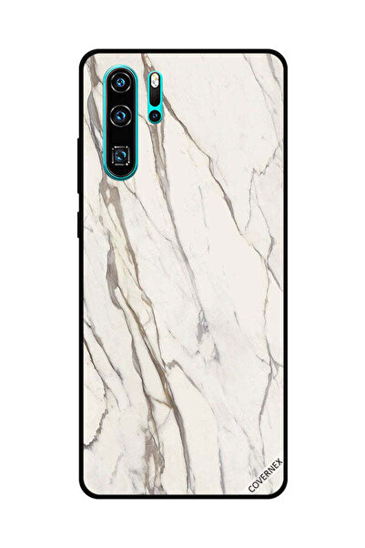 Covernex غطاء حماية لهاتف هواوي بي 30 برو بنمط رخامي أبيض متشقق