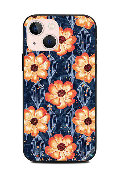 Covernex غطاء حماية لهاتف Apple iPhone 13 Mini بطبعة زهور برتقالية داكنة