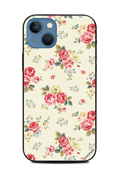 Covernex غطاء حماية لهاتف أبل آيفون 13 بنقشة ورود وأوراق ذهبية