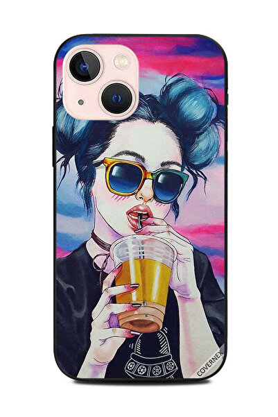 Covernex غطاء حماية لهاتف Apple iPhone 13 Mini، فتاة أنيقة لطيفة تشرب
