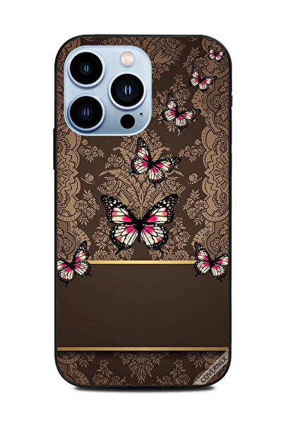Covernex غطاء حماية لهاتف أبل آيفون 13 برو - قماش بني مزهر وفراشات