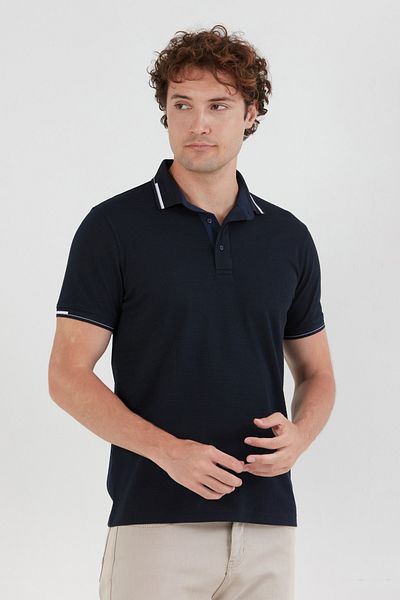 Fulla Moda Βασικό μπλουζάκι με μισό κουμπί Polo Neck Slim Fit