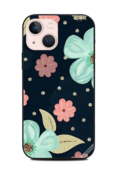 Covernex غطاء حماية لهاتف أبل آيفون 13 ميني - زهور خضراء ووردية