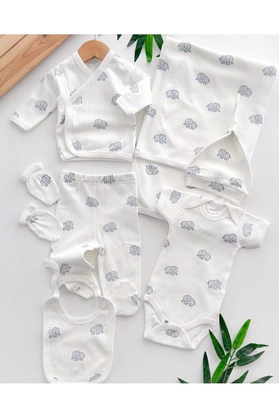 BYS BABY FASHION 100% Organic Cotton Set of 7 Baby Girl - Boy Hospital Discharge Set / Suitable for Four Seasons