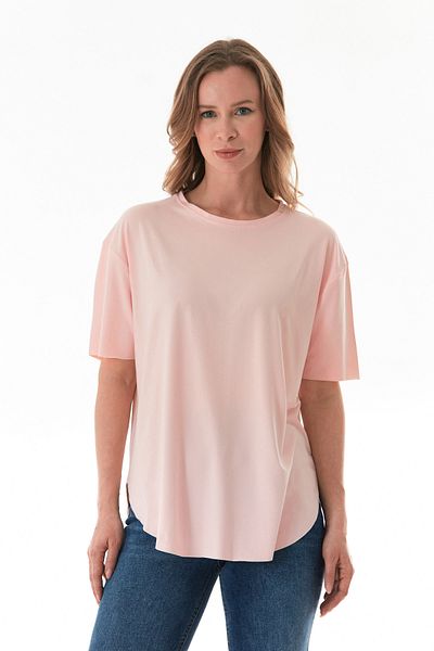 Fulla Moda Βασικό μπλουζάκι Modal με λαιμόκοψη με σχισμές στα πλαϊνά