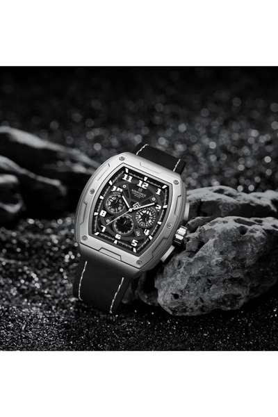 Naviforce Luxury Chronograph Wrist Watch for Men with Leather Strap Water Resistant Multi-Function Timepiece