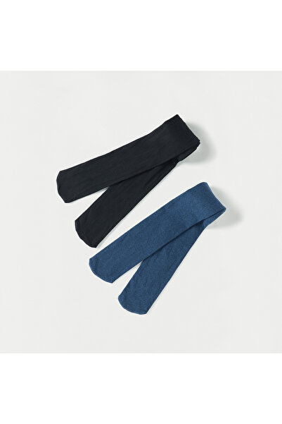 Juniors جوارب طويلة سادة بحزام خصر مطاطي - مجموعة من قطعتين