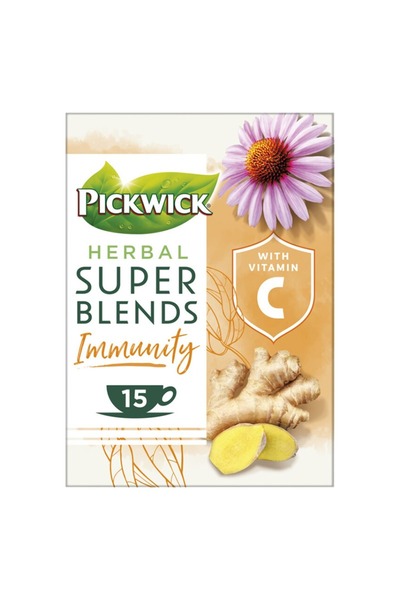 pickwick Super Blends Immunity ceai cu verbena si ghimbir, 22,5g, 15 pliculete