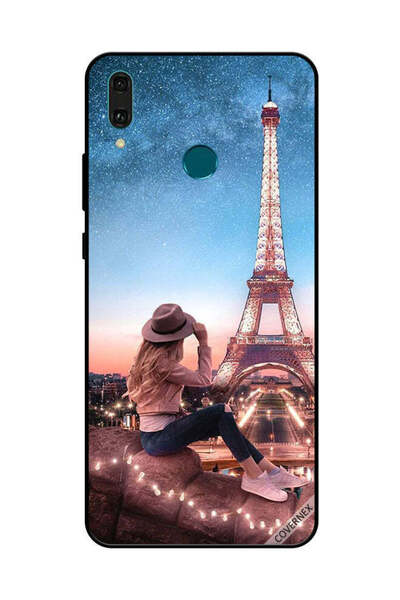 Covernex غطاء حماية لهاتف هواوي Y9 2019 - فتاة قبعة بنية وبرج إيفيل