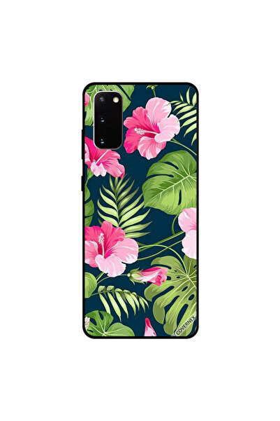 Covernex غطاء حماية لهاتف سامسونج جالكسي S20 بنقشة زهور وردية وأوراق خضراء وريش