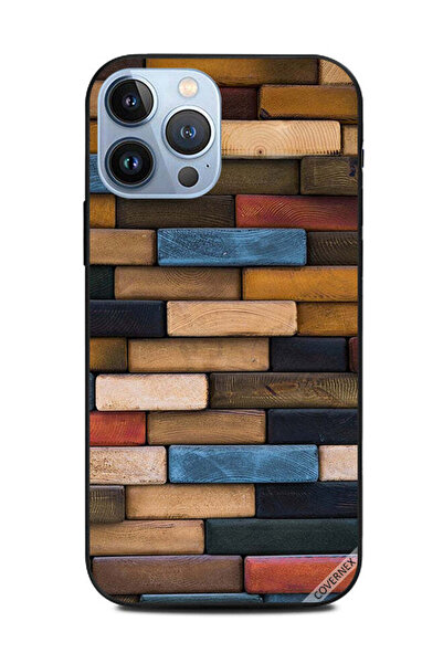 Covernex غطاء حماية لهاتف Apple iPhone 13 Pro Max جدار من كتل خشبية ملونة