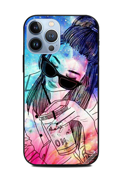 Covernex غطاء حماية لهاتف Apple iPhone 13 Pro Max Doodle Girl Wear أسود زجاجي