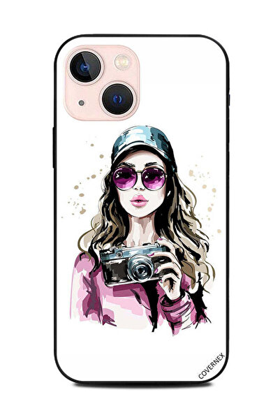 Covernex غطاء حماية لهاتف Apple iPhone 13 Mini وردي زجاجي فتاة جاهزة للالتقاط