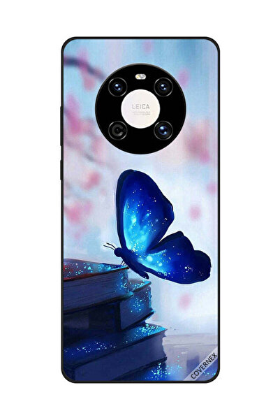 Covernex غطاء حماية لهاتف هواوي ميت 40 - فراشة زرقاء داكنة على الكتب