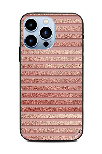 Covernex غطاء حماية لهاتف Apple iPhone 13 Pro بنمط خطوط لامعة باللون الخوخي