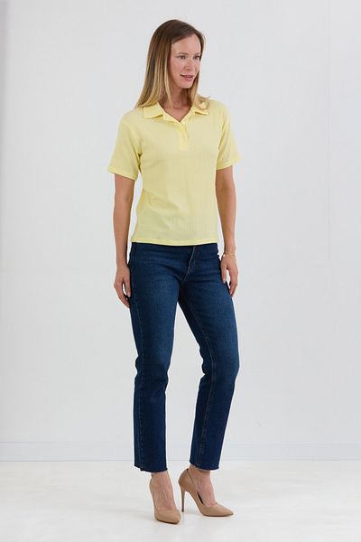 Fulla Moda Wrapped Fabric Buttoned Polo Neck T-Shirt