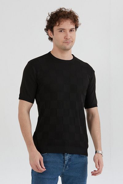 Fulla Moda Μπλουζάκι πλεκτό με σχέδιο σκακιέρας