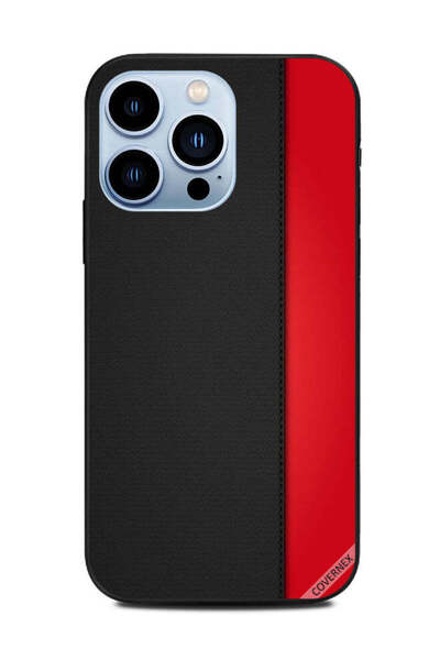 Covernex غطاء حماية لهاتف Apple iPhone 13 Pro بنمط جلدي أحمر وأسود سادة