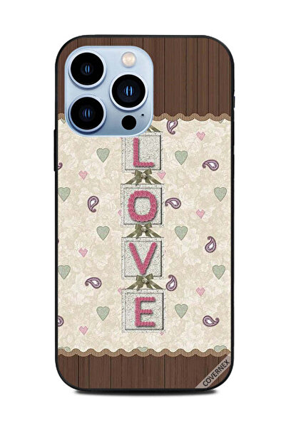 Covernex غطاء حماية لهاتف Apple iPhone 13 Pro بنمط الحب في منتصف الخشب