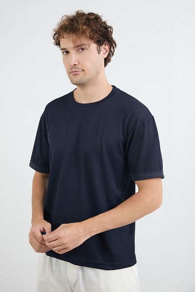 Fulla Moda Βασικό μπλουζάκι Jacquard Crew Neck