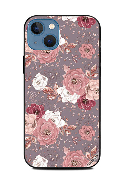 Covernex غطاء حماية لهاتف أبل آيفون 13 بنمط زهور بلون الشوكولاتة